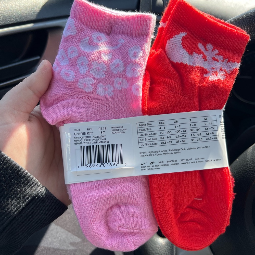 Pink and Red Patterned Baby Socks